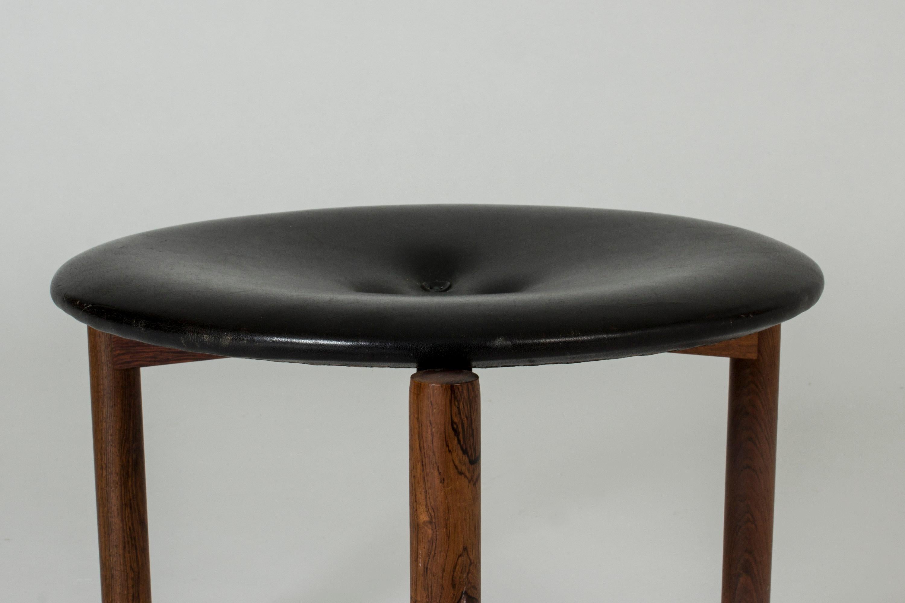 Leather Stool by Uno & Östen Kristiansson In Good Condition In Stockholm, SE