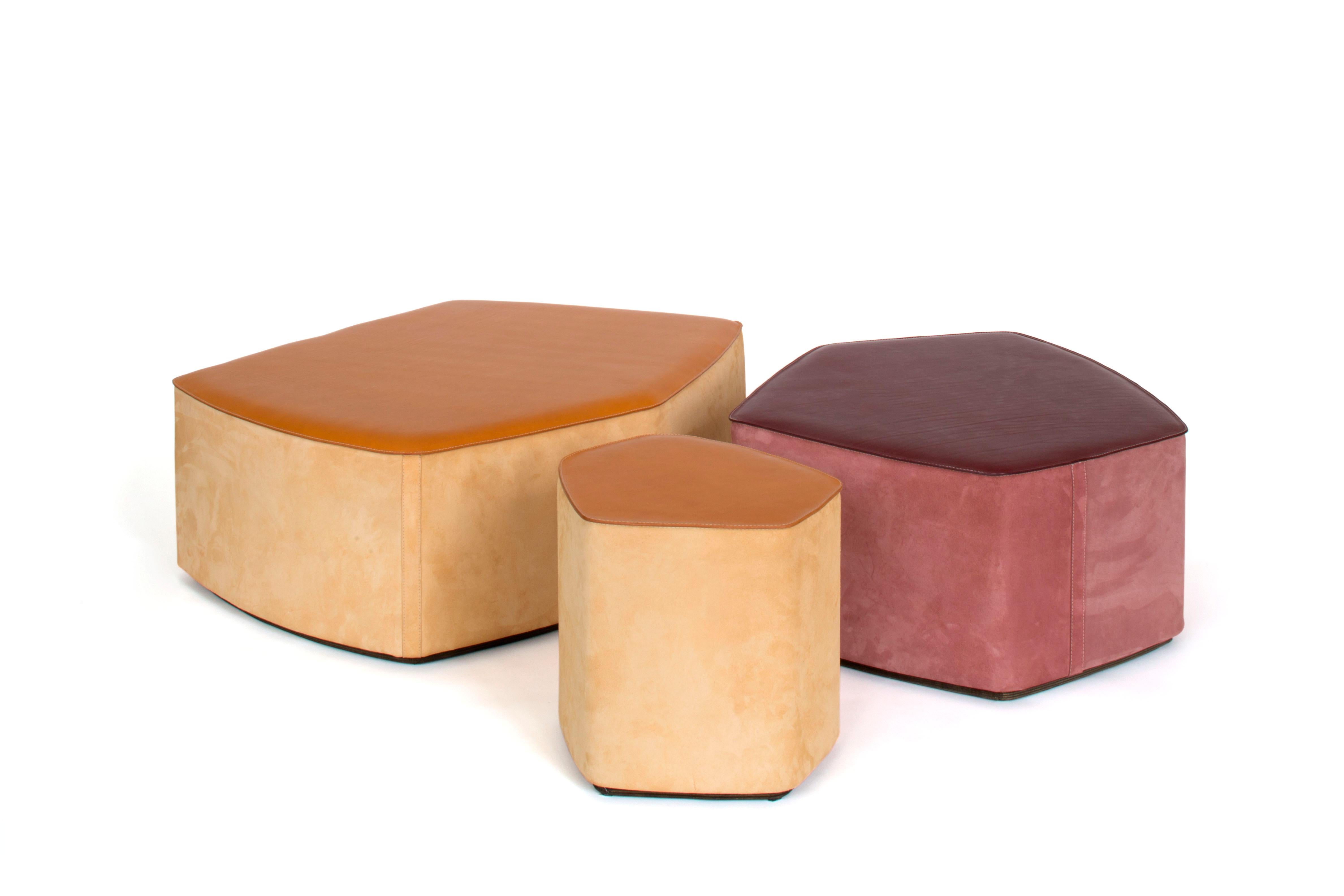 Leather Stools by Nestor Perkal In New Condition In Geneve, CH