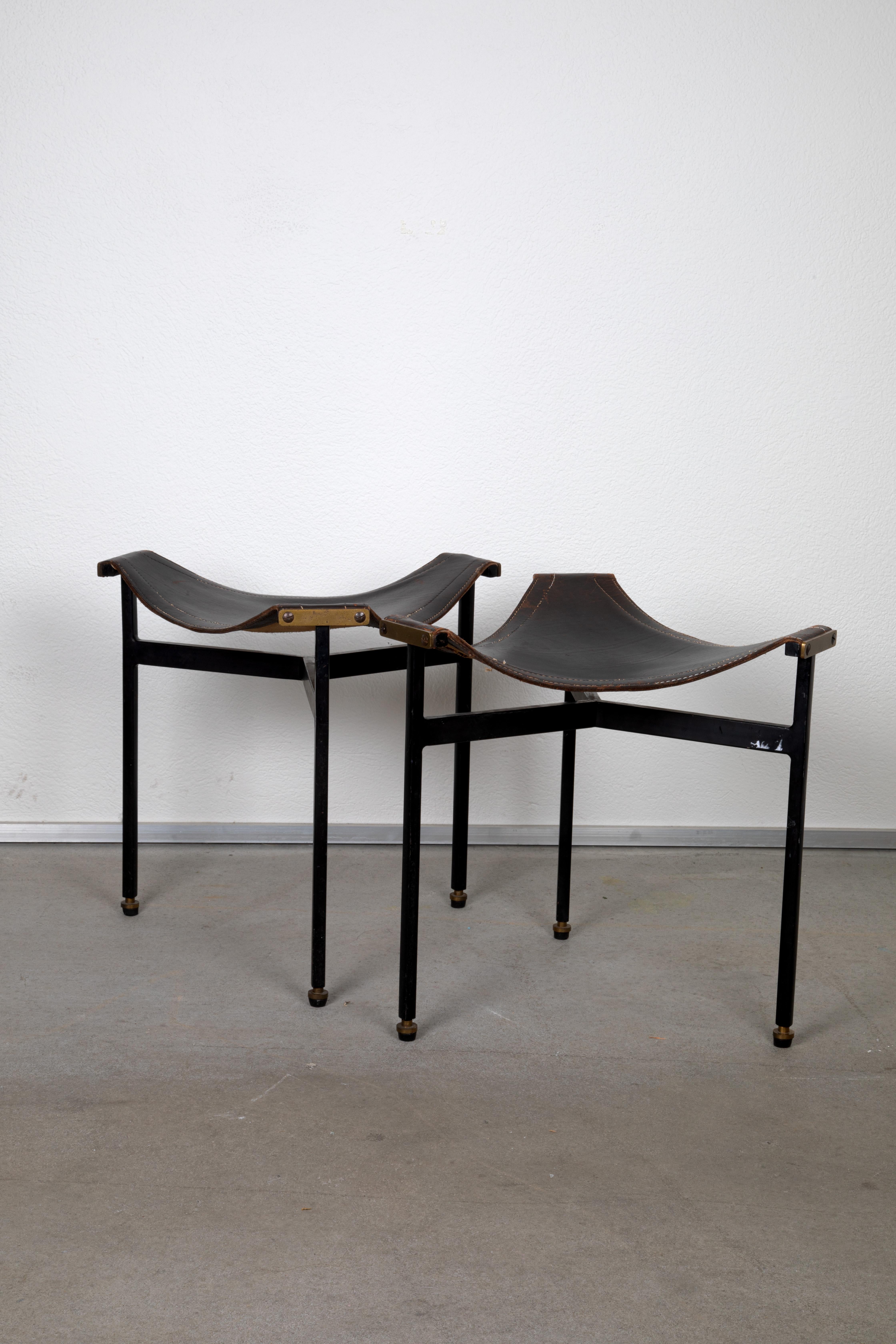 European Leather Stools For Sale