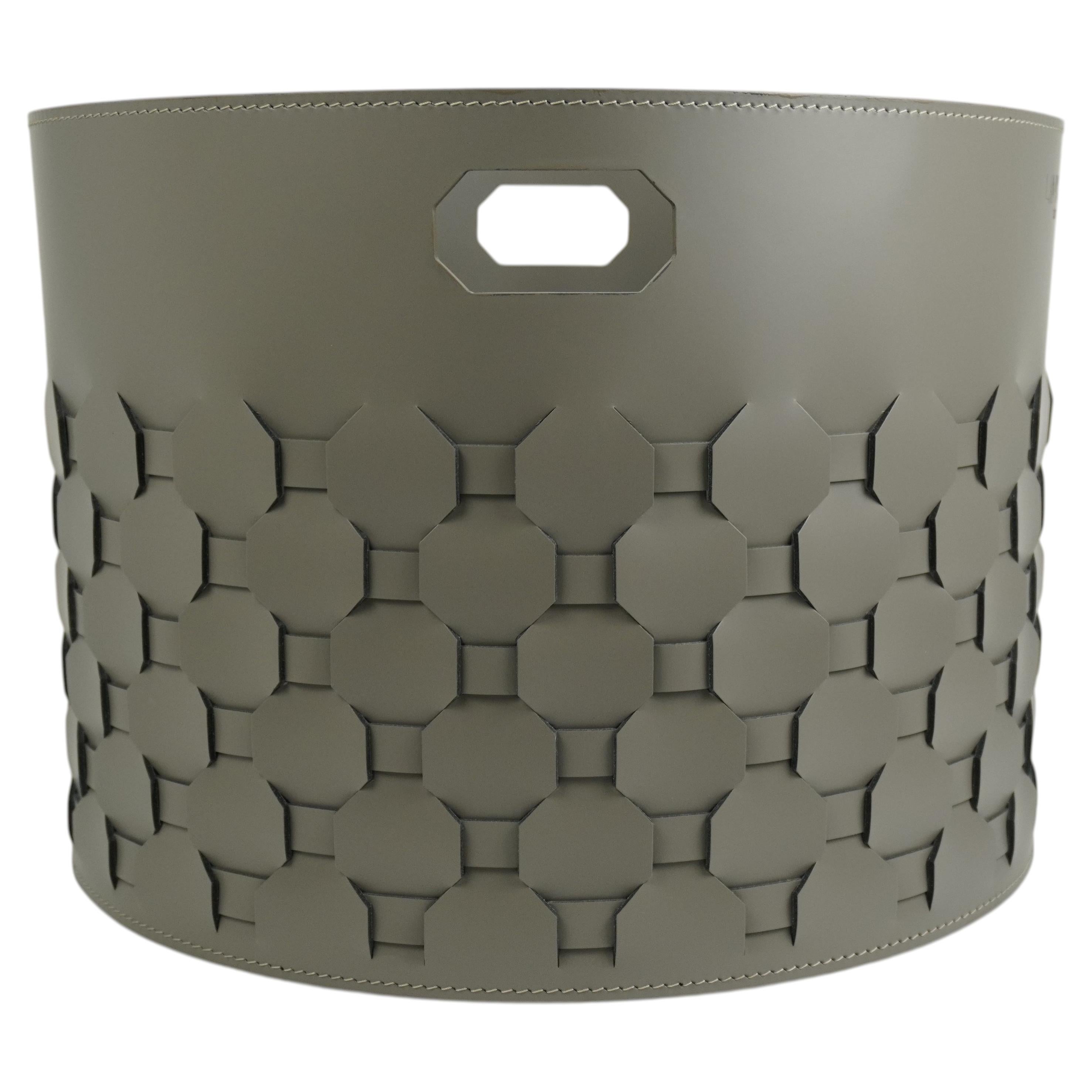 EZAGO Leather Storage Basket - Round - Diameter 46 cm