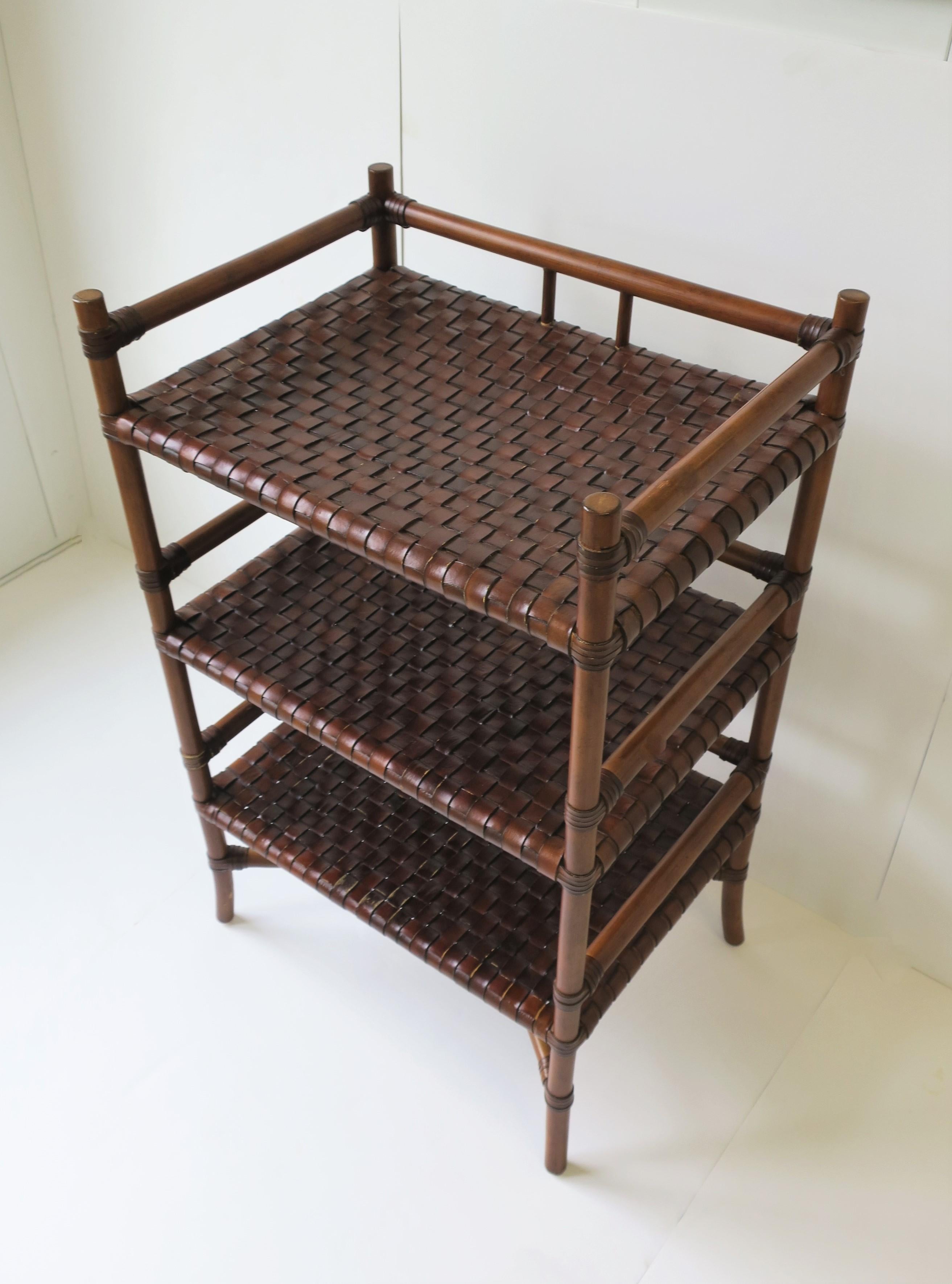 Storage Étagère with Leather Weaved Shelves In Good Condition In New York, NY