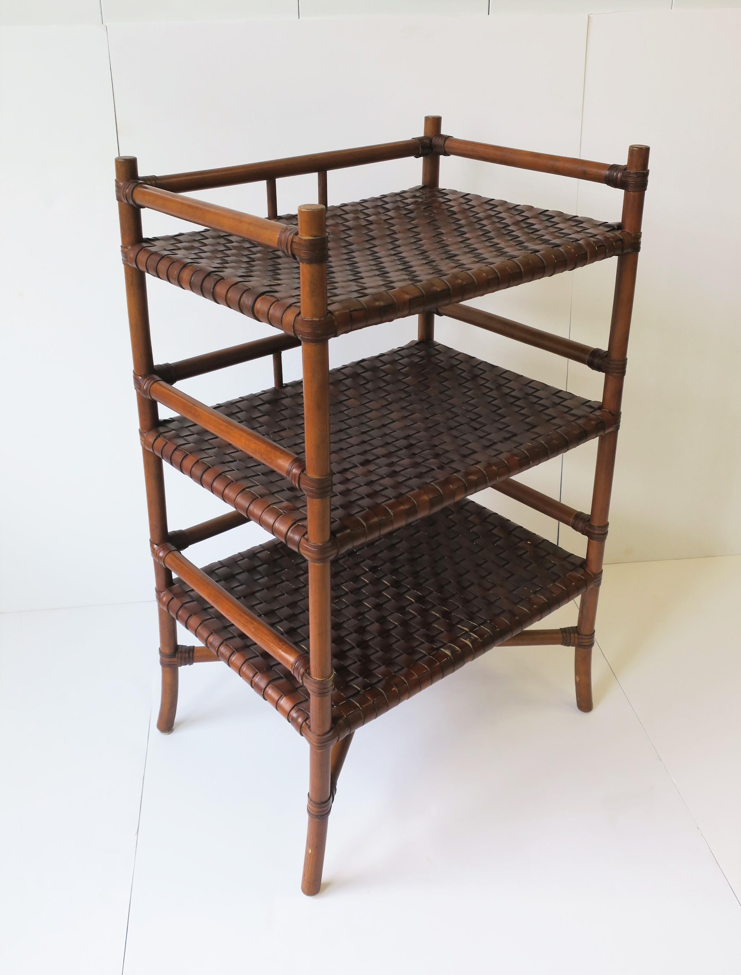 Storage Étagère with Leather Weaved Shelves 3