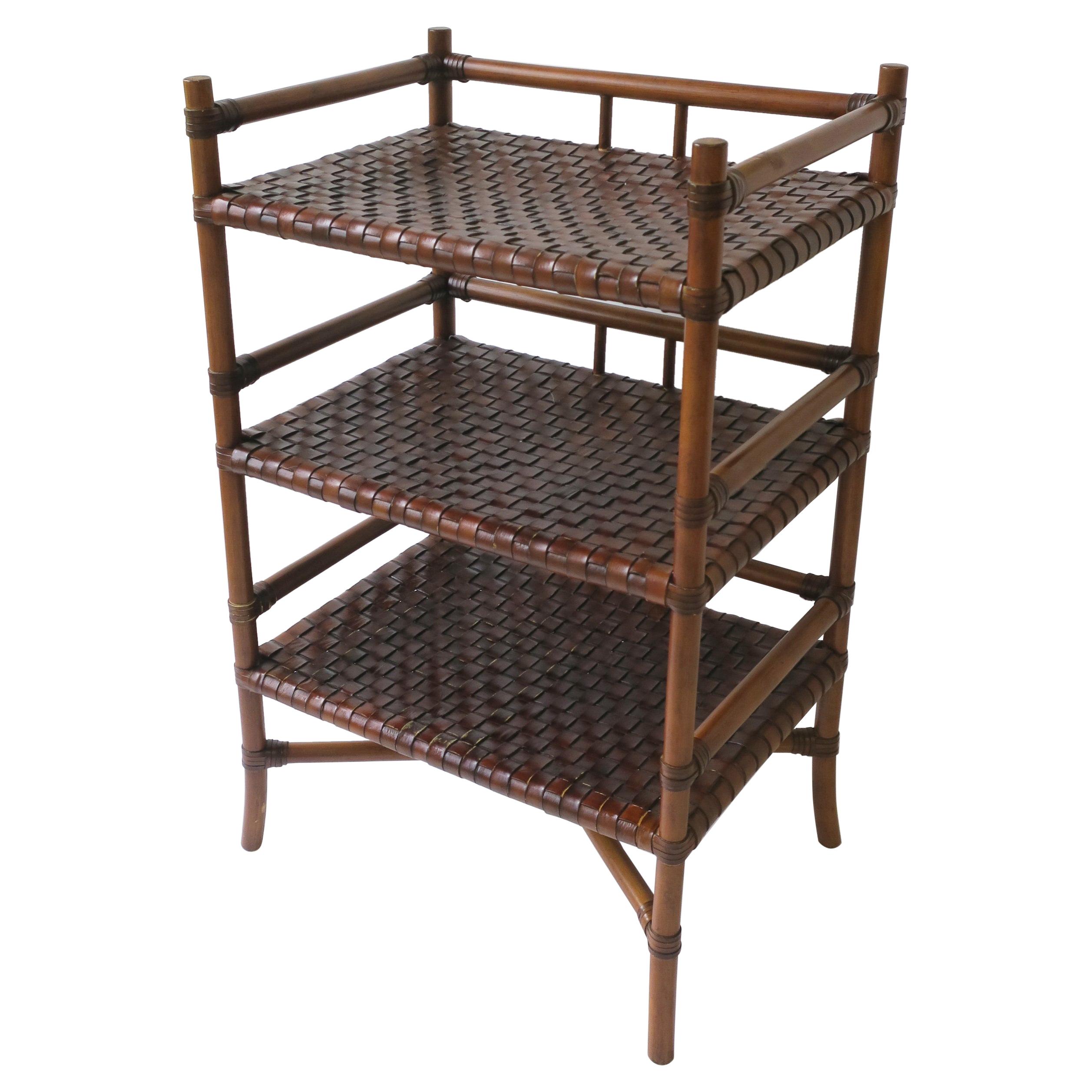 Storage Étagère with Leather Weaved Shelves