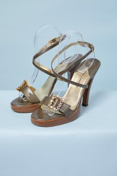 Leather strap sandals with rhinestone buckle DOLCE & GABBANA