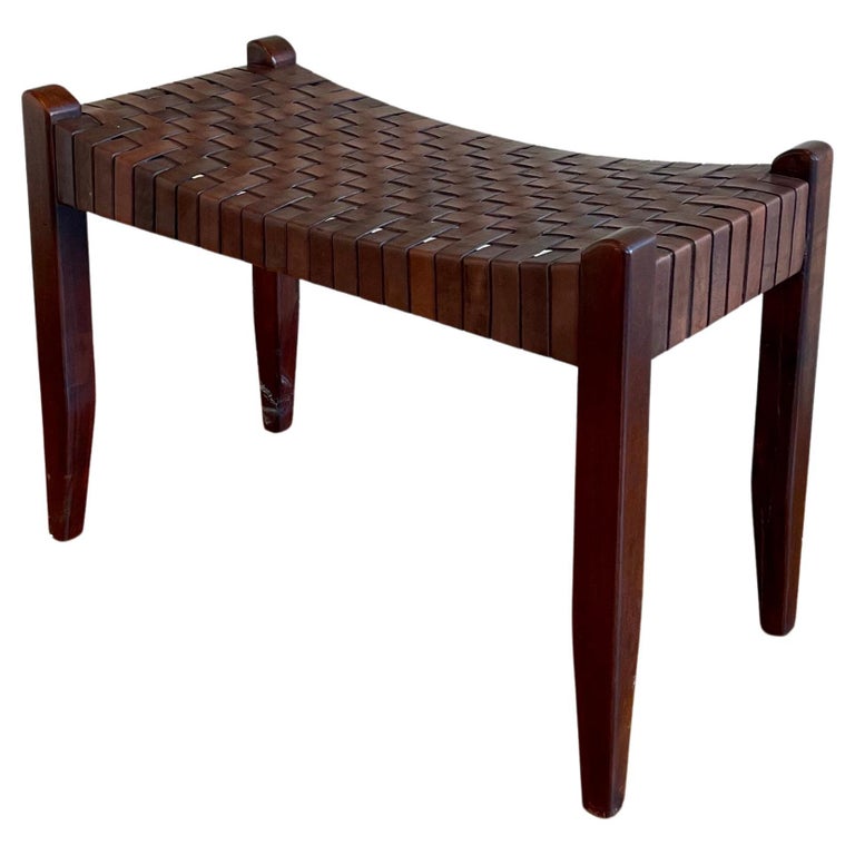 Leather Straps and Wood Bench at 1stDibs