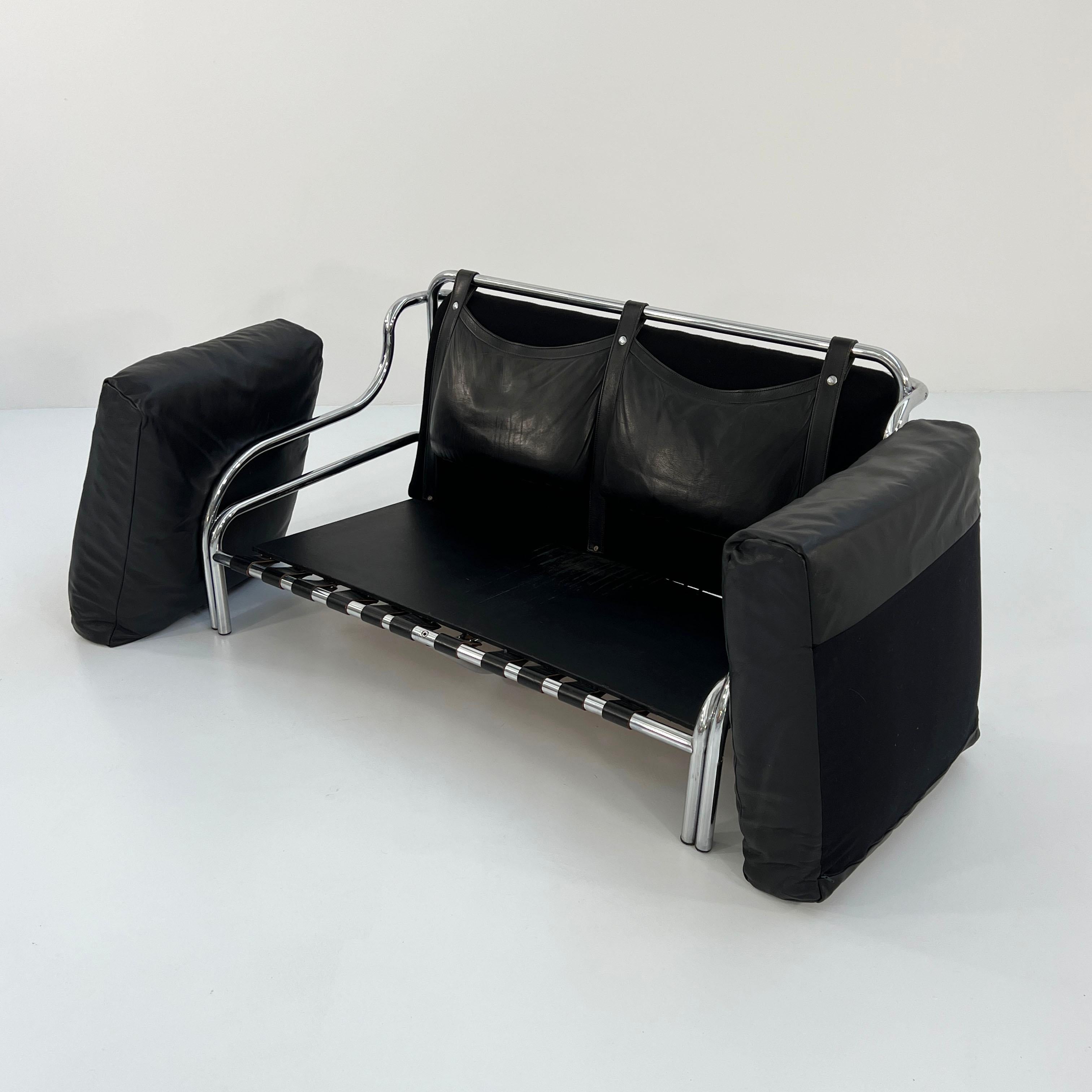 Leather Stringa 2-seater Sofa by Gae Aulenti for Poltronova, 1960s For Sale 4