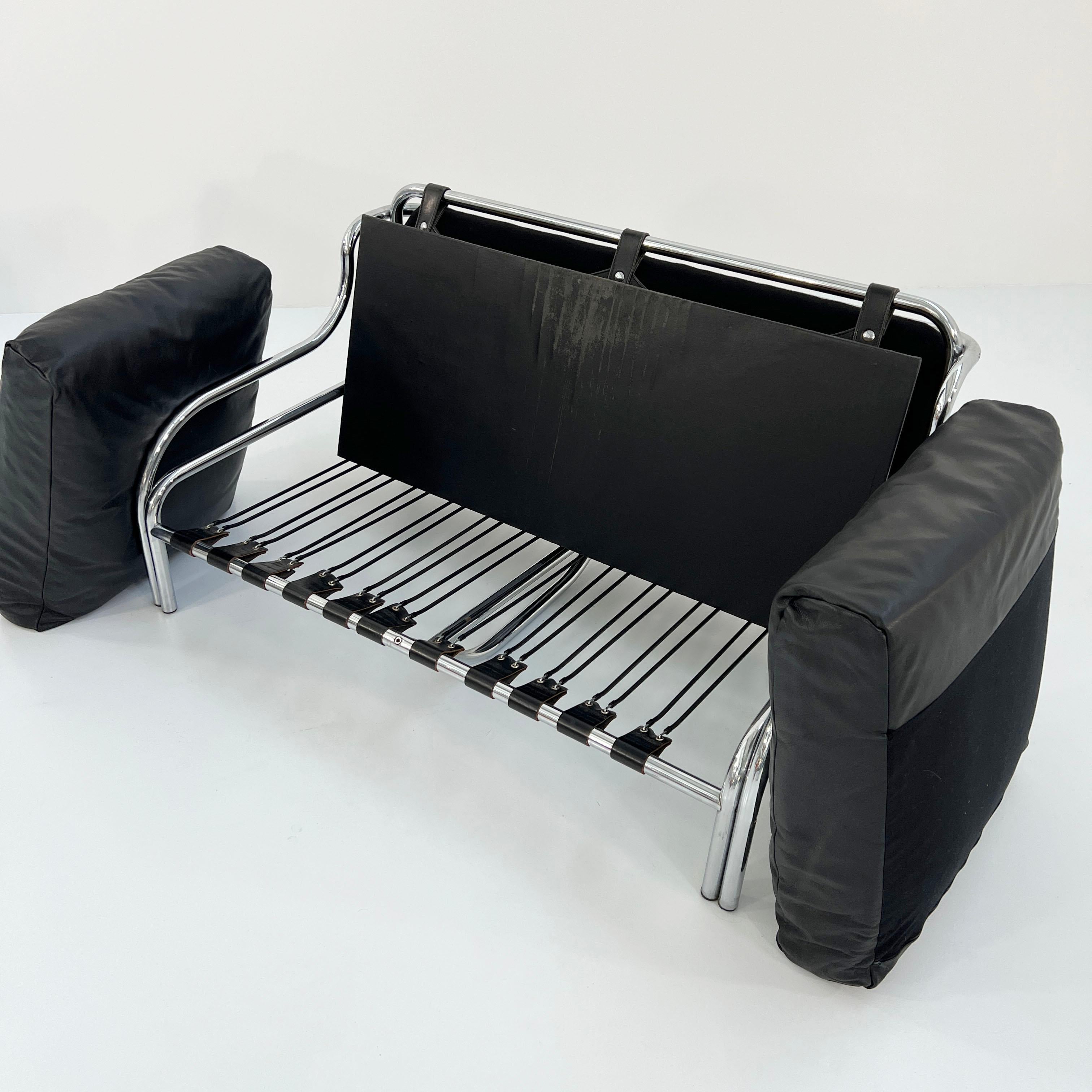 Leather Stringa 2-seater Sofa by Gae Aulenti for Poltronova, 1960s For Sale 5