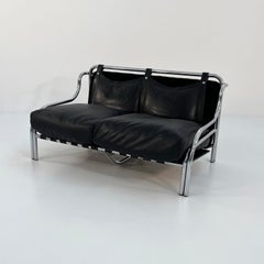 Leather Stringa 2-seater Sofa by Gae Aulenti for Poltronova, 1960s
