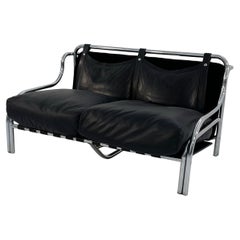 Leather Stringa 2-seater Sofa by Gae Aulenti for Poltronova, 1960s