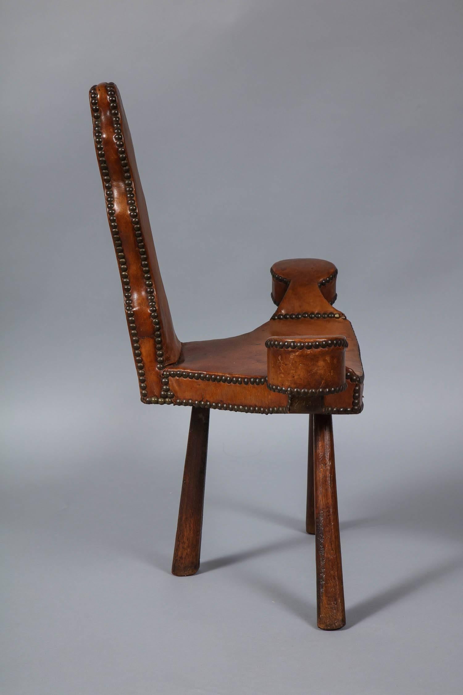 Leather Studded Diminutive Chair 1