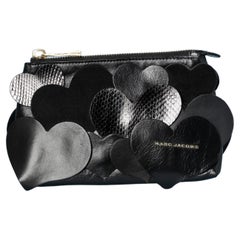Leather, suede and python black clutch  with gold metal zip Marc Jacob 