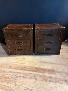 Leder-Koffer-Set mit 3 Schubladen