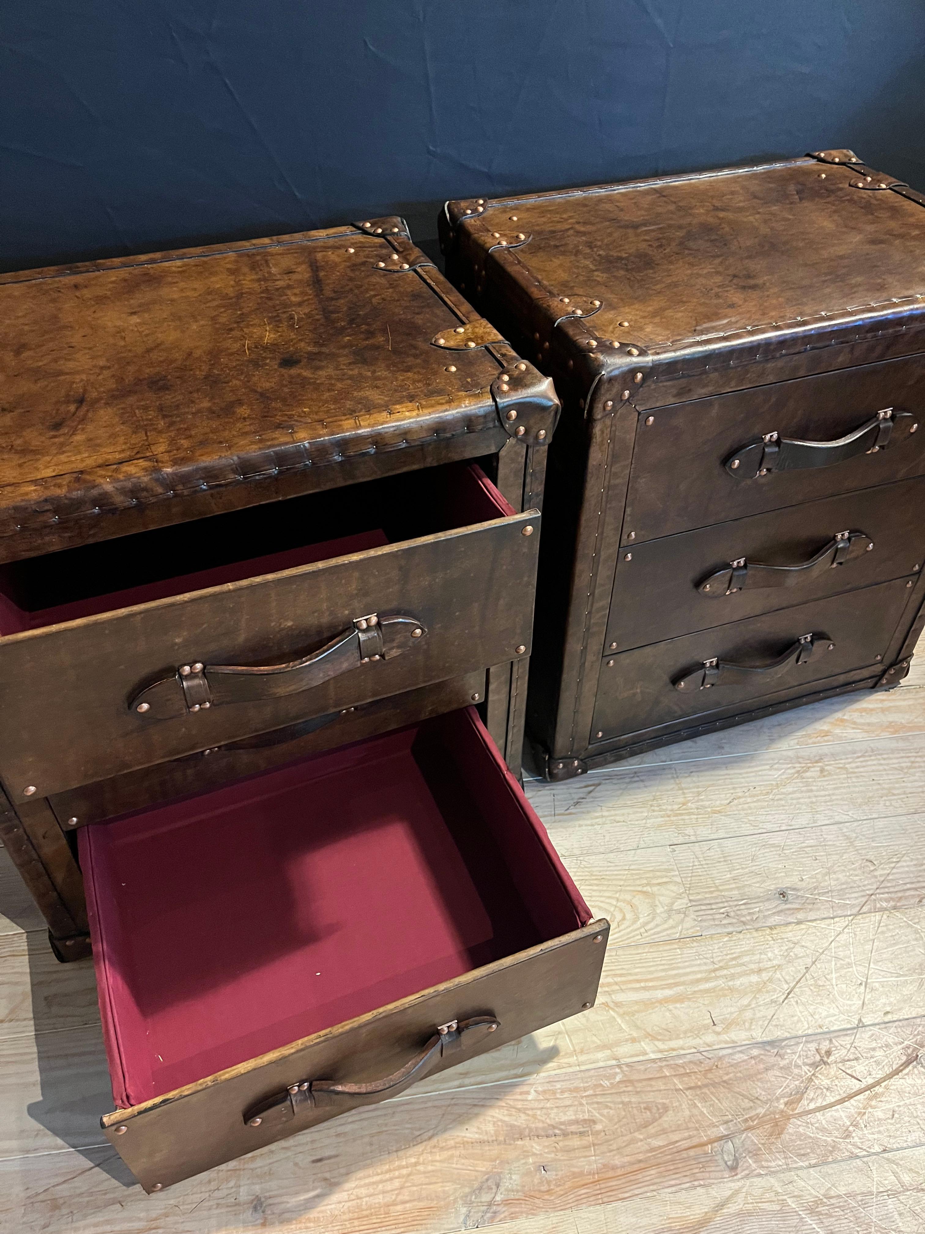 Leather Suitcase Set with 3 Drawers In New Condition For Sale In Eindhoven, NL