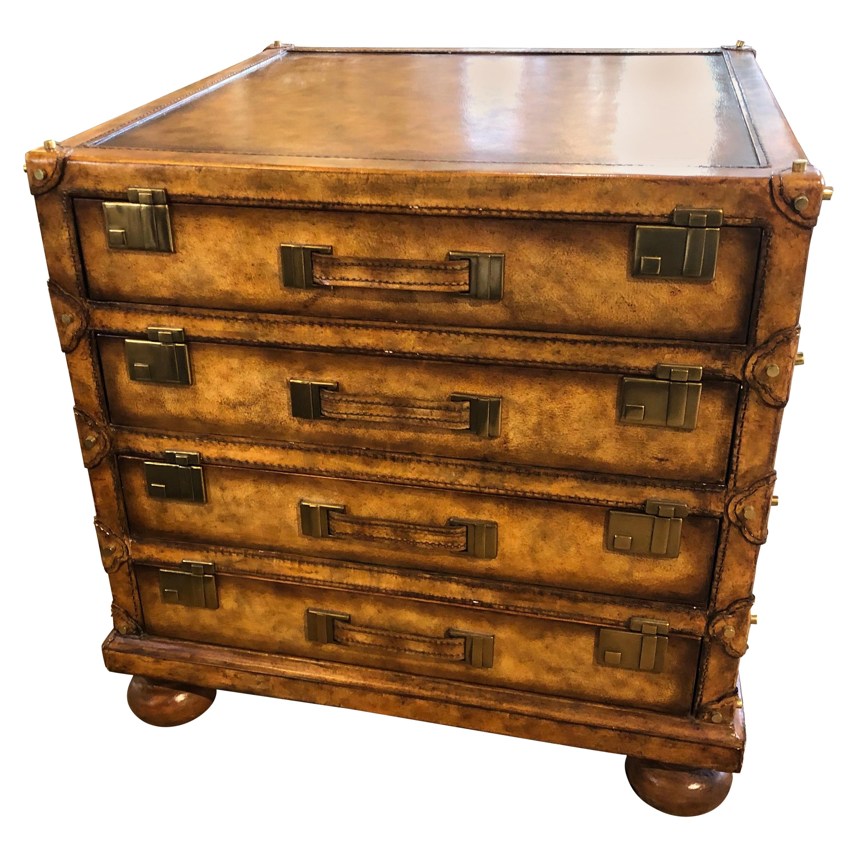 Maitland Smith Leather Suitcase Chest of Drawers