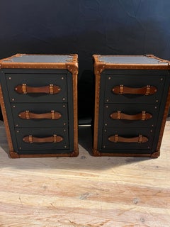 Set de valises en cuir avec 3 tiroirs