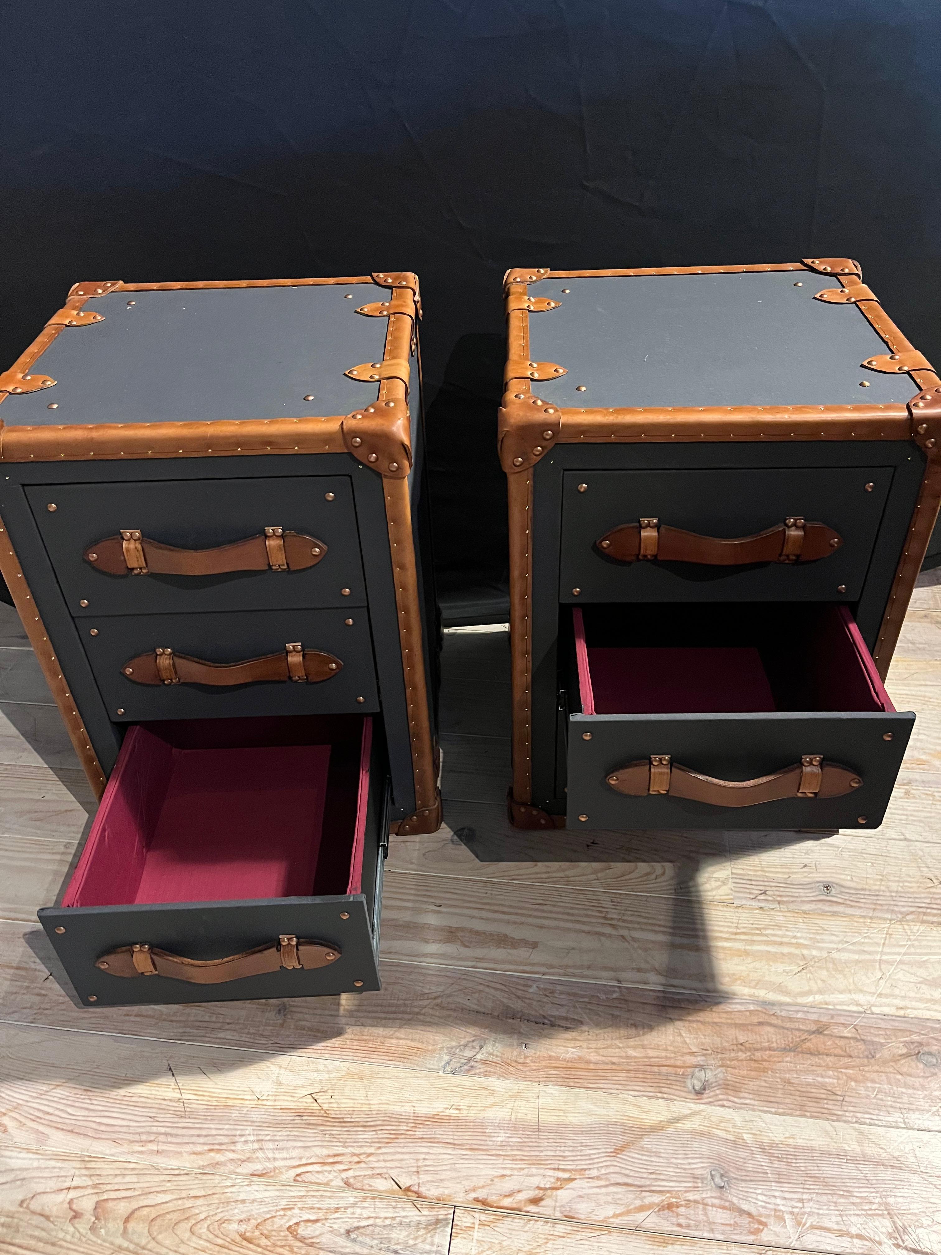 British Leather Suitcase Set with 3 Drawers For Sale