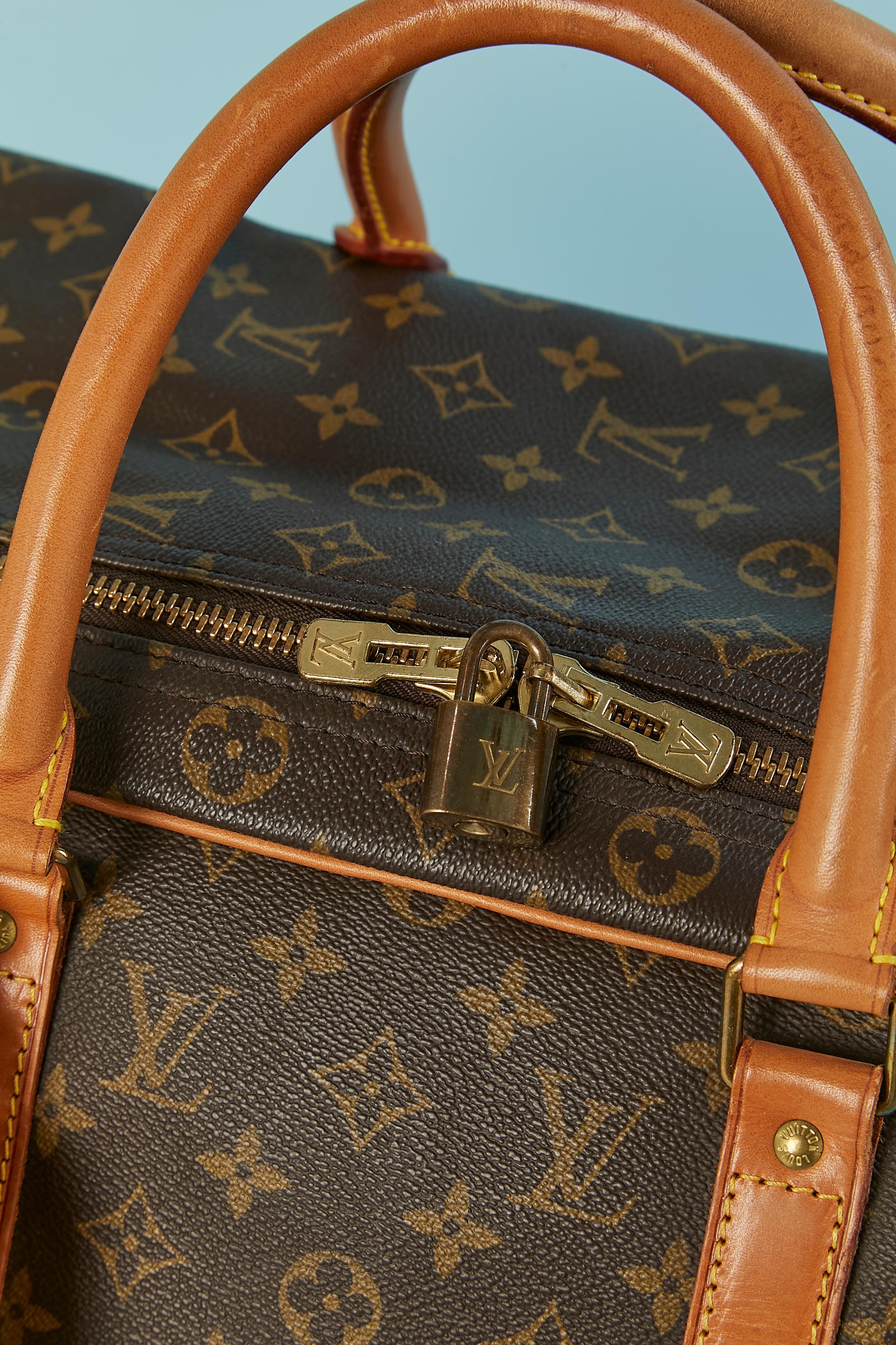 Brown Leather suitcase with LV Monogram pattern Louis Vuitton For Sale