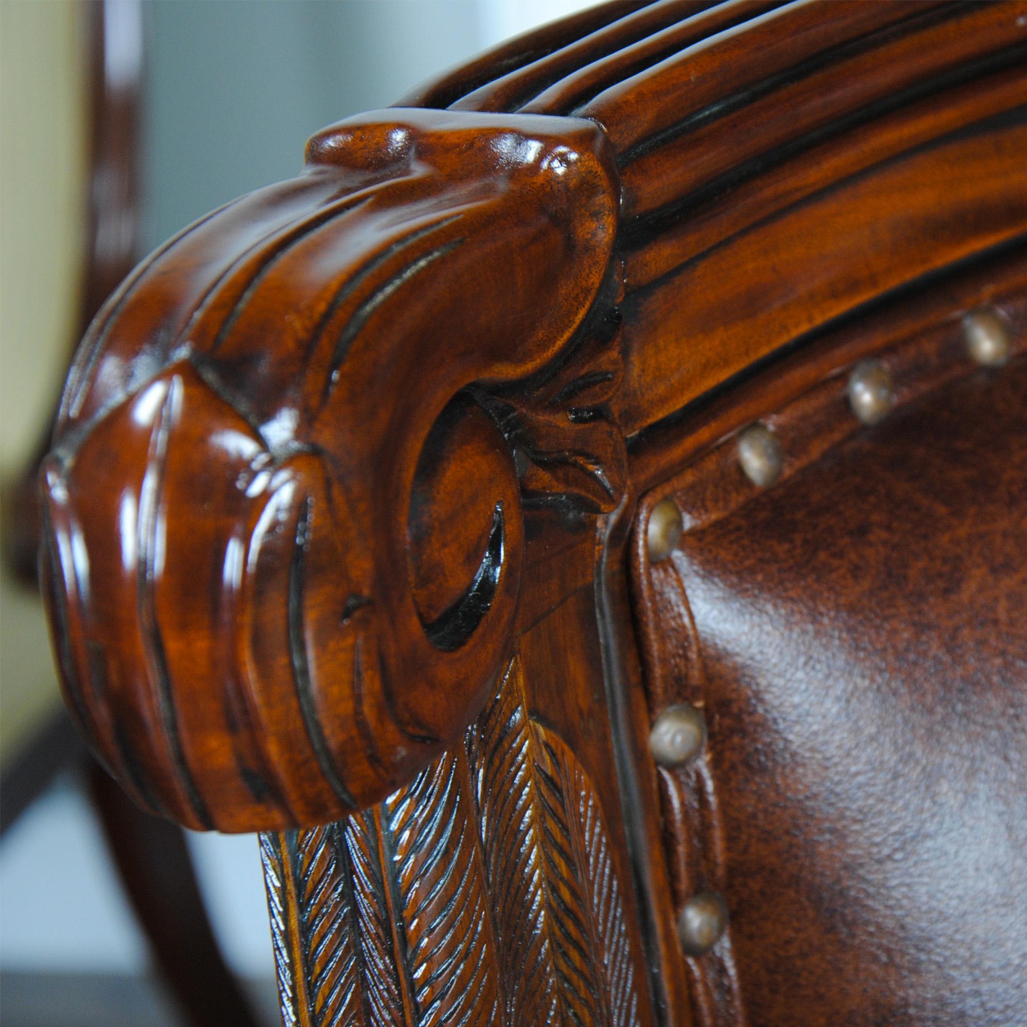 Leather Swan Arm Chair In New Condition For Sale In Annville, PA