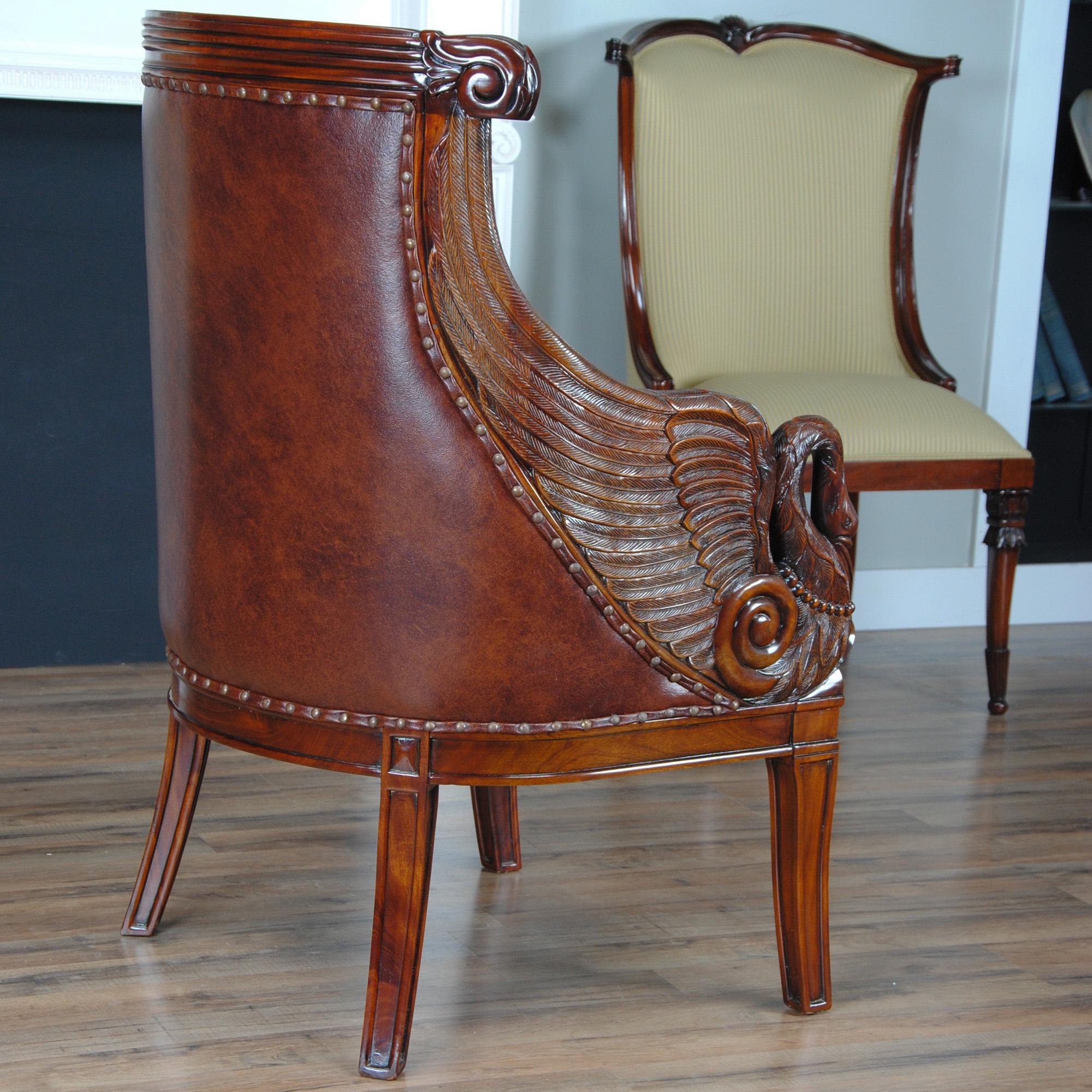 Contemporary Leather Swan Arm Chair For Sale