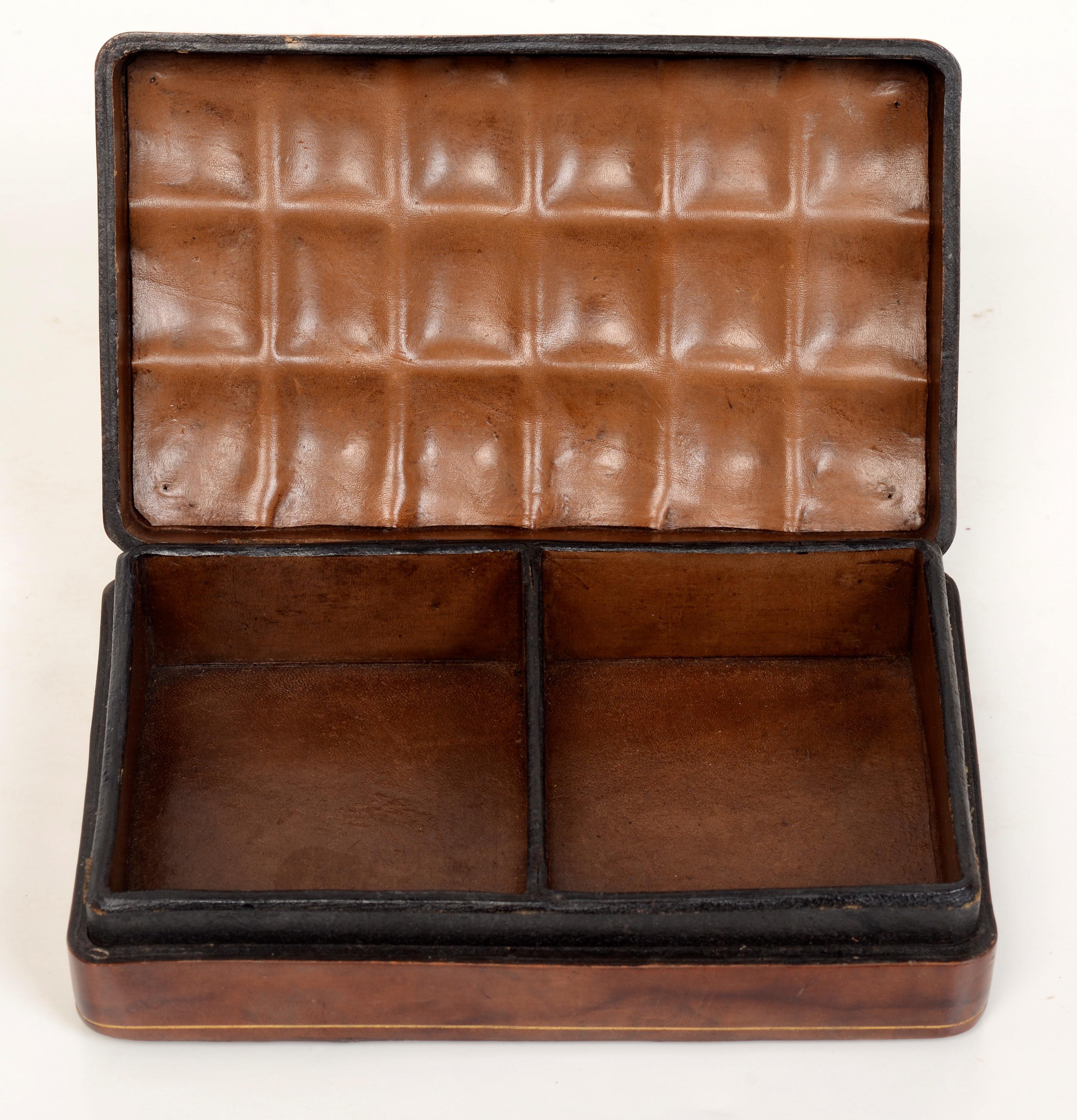 Leather Swedish American Line Jewelry Box, C1950 In Good Condition In valatie, NY