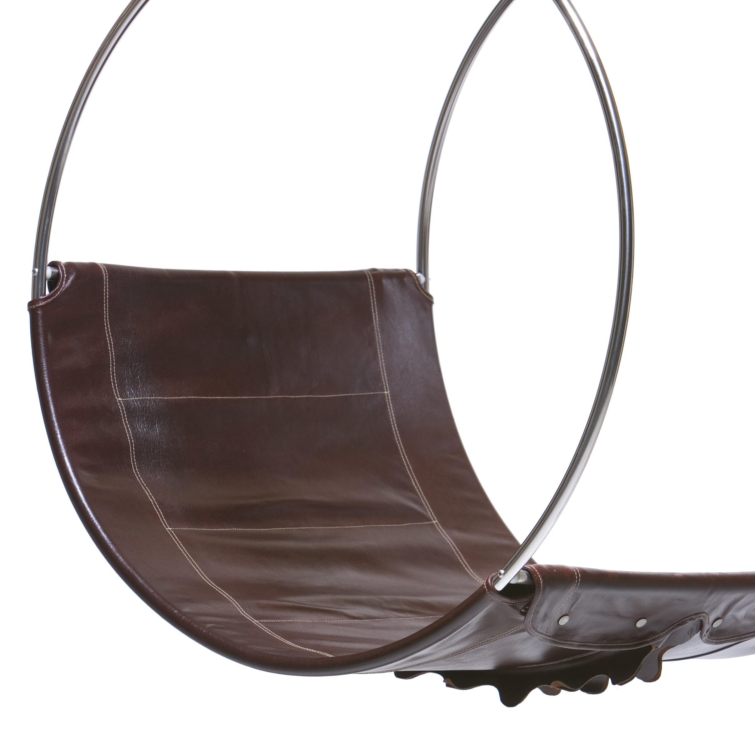 Modern Leather Swing Chair by Egg Designs For Sale