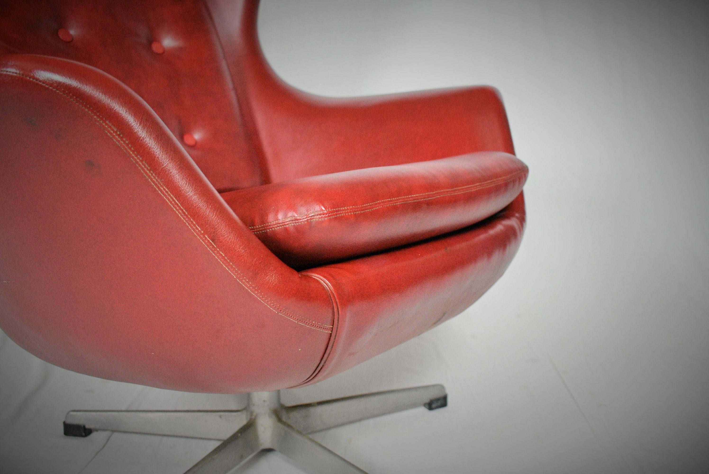 Czech Leather Swivel Armchair, 1965s from UP Závody For Sale