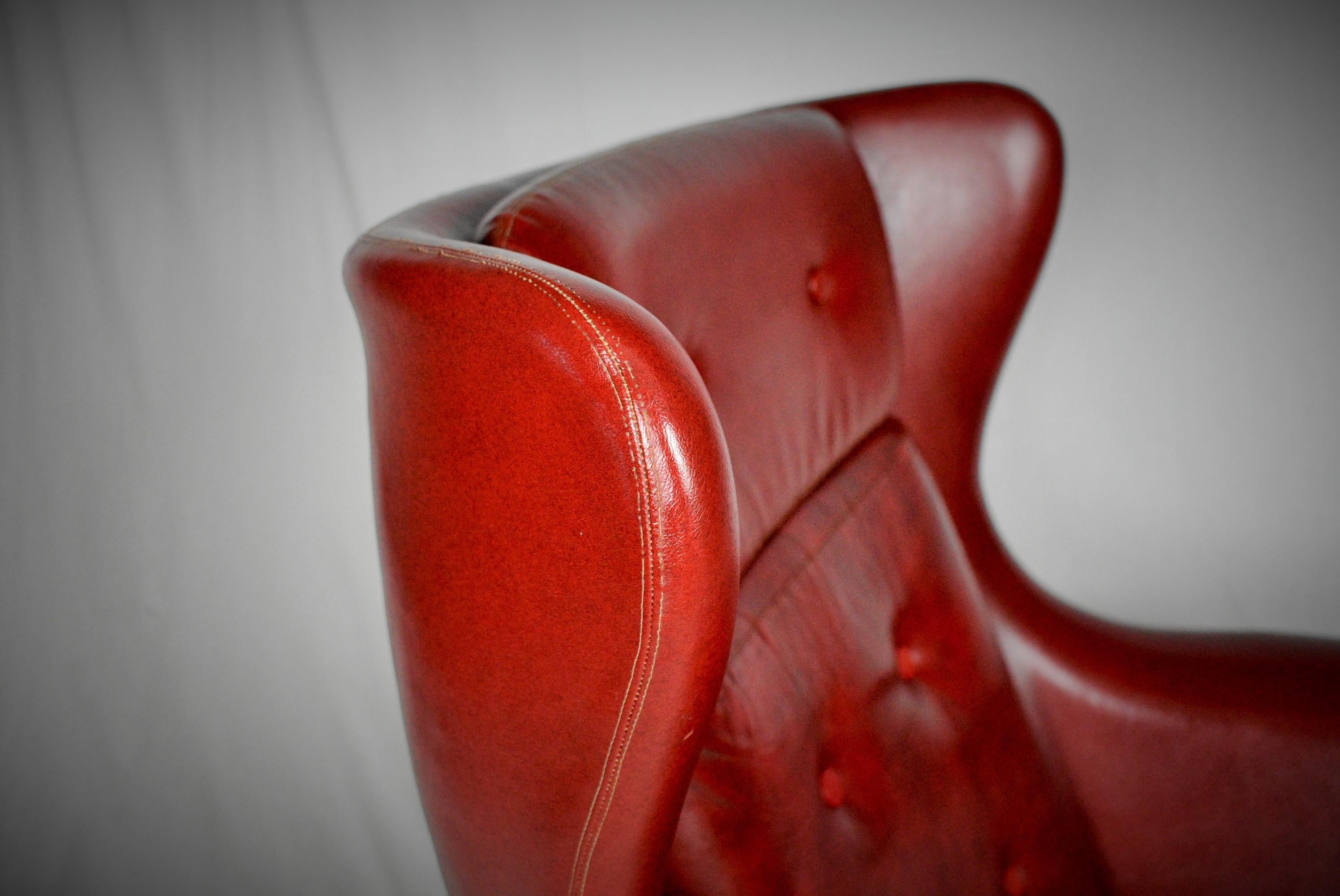Leather Swivel Armchair, 1965s from UP Závody In Good Condition For Sale In Praha, CZ