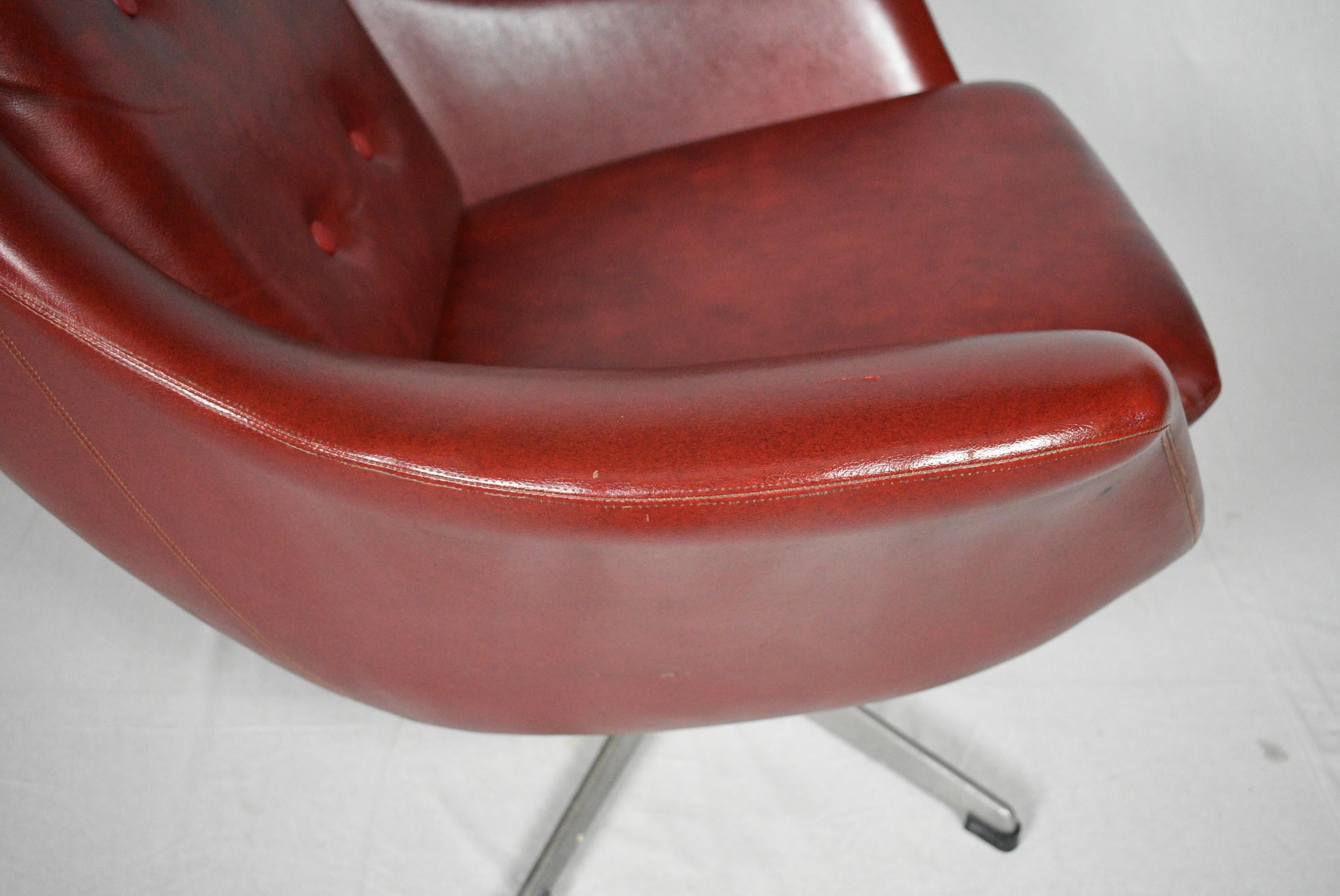 Aluminum Leather Swivel Armchair, 1965s from UP Závody For Sale