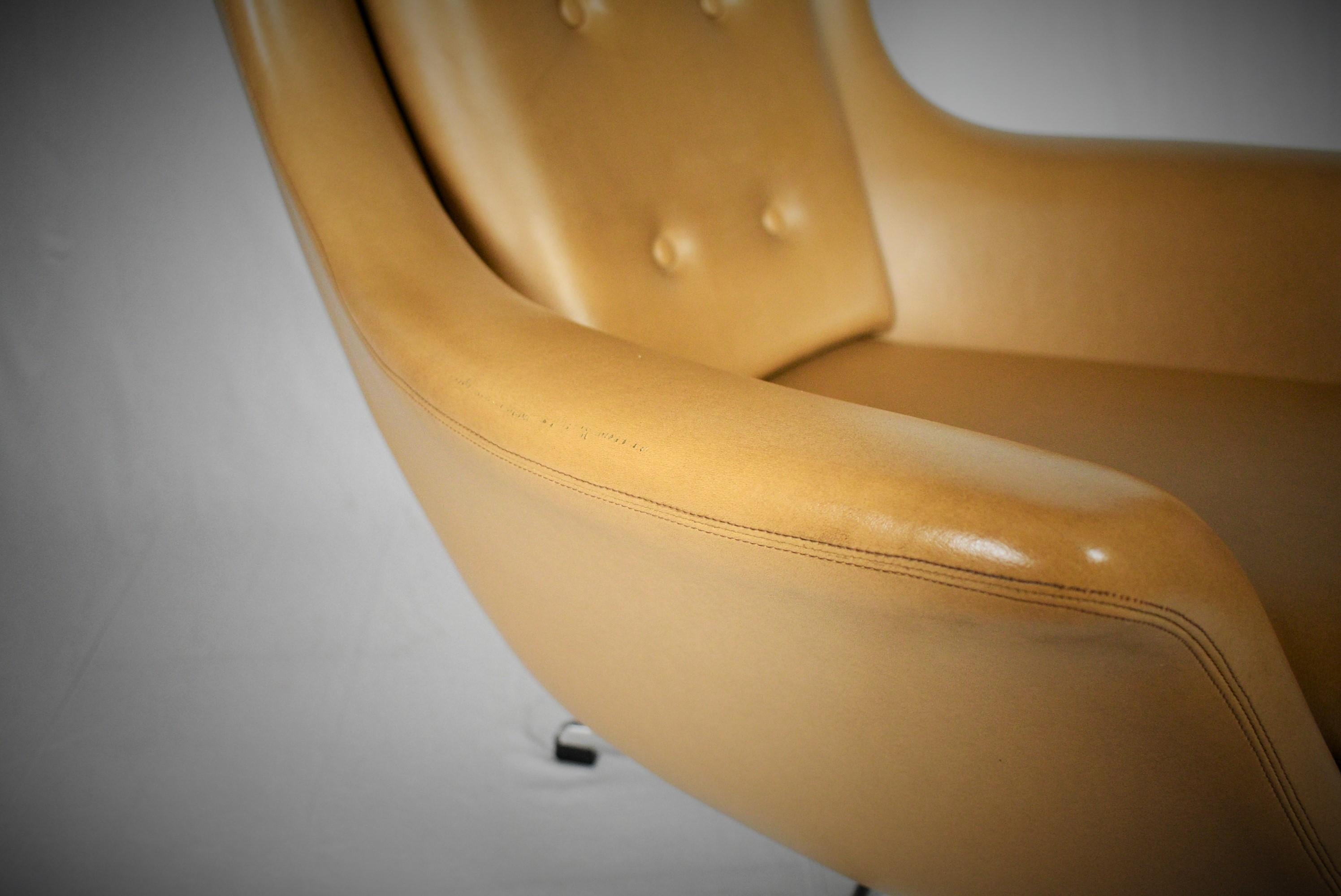 Leather Swivel Armchair, 1965s from UP Závody 1
