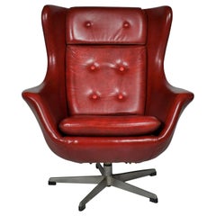 Vintage Leather Swivel Armchair, 1965s from UP Závody