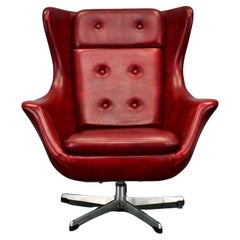 Leather swivel armchair from Up Závody , 1960s