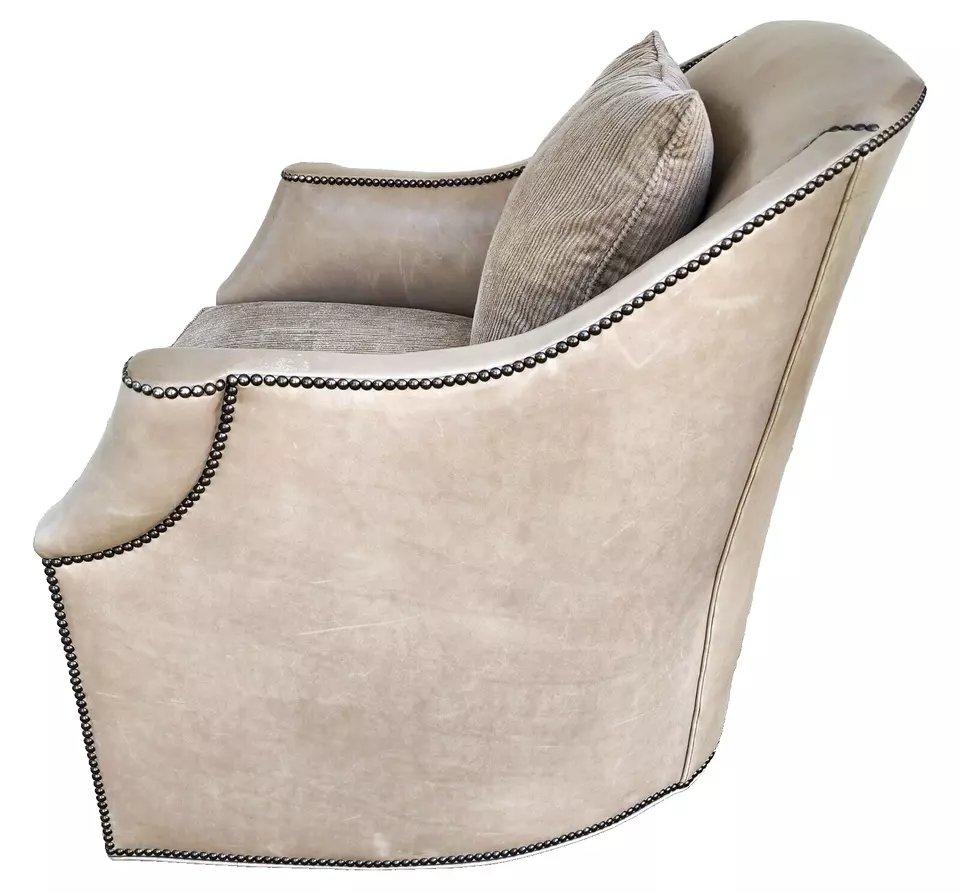 Leather Swivel Bucket Chair by HICKORY CHAIR Co For Sale 5