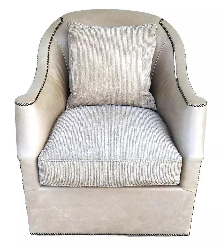 Modern Leather Swivel Bucket Chair by HICKORY CHAIR Co For Sale
