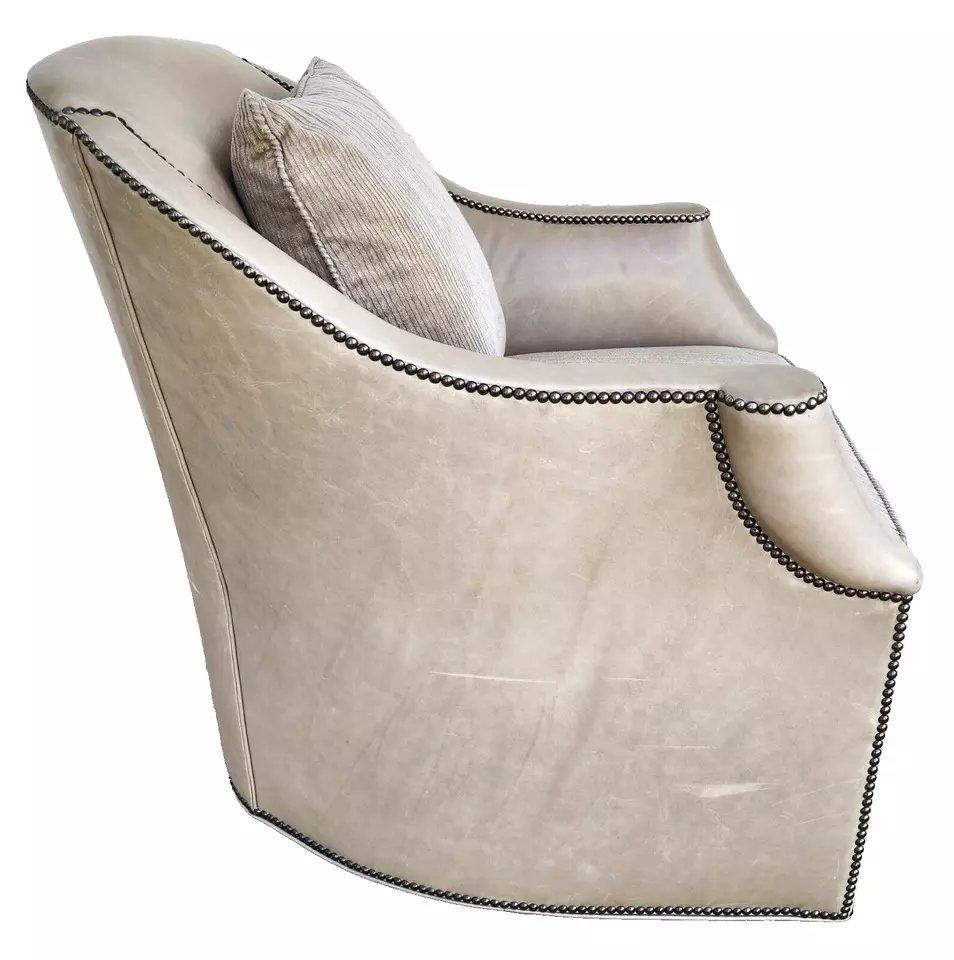 Leather Swivel Bucket Chair by HICKORY CHAIR Co For Sale 1
