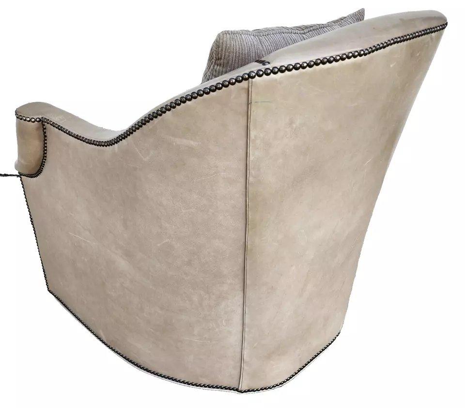 Leather Swivel Bucket Chair by HICKORY CHAIR Co For Sale 4