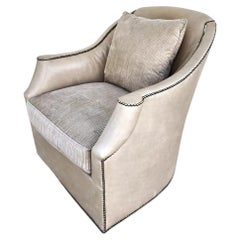 Leather Swivel Bucket Chair by HICKORY CHAIR Co