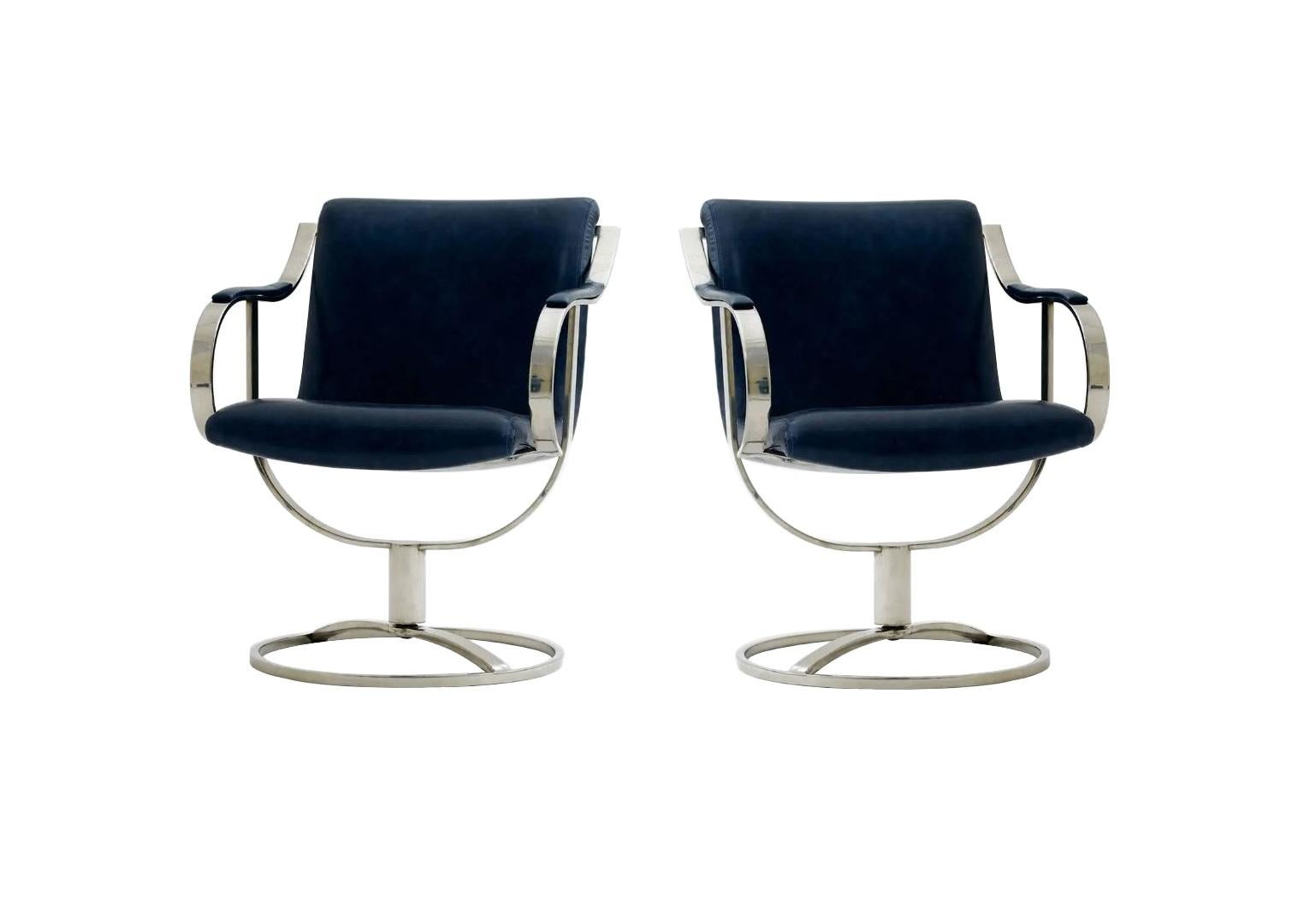 Leather Swivel Chairs by Gardner Leaver for Steelcase, Pair For Sale 6