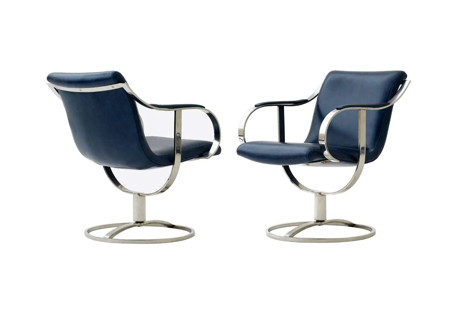 Leather Swivel Chairs by Gardner Leaver for Steelcase, Pair For Sale 2