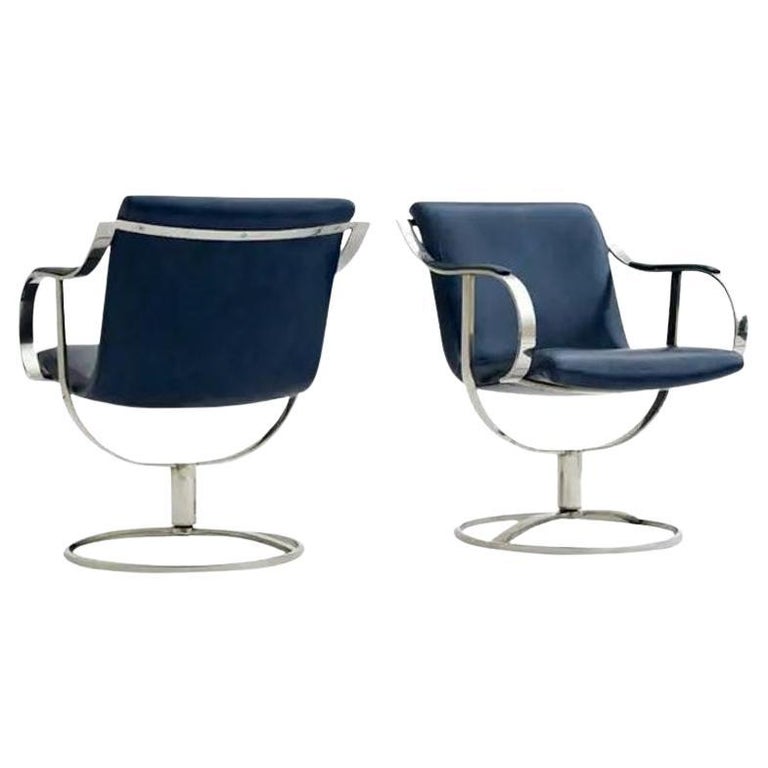 Leather Swivel Chairs by Gardner Leaver for Steelcase, Pair For Sale at 1stDibs