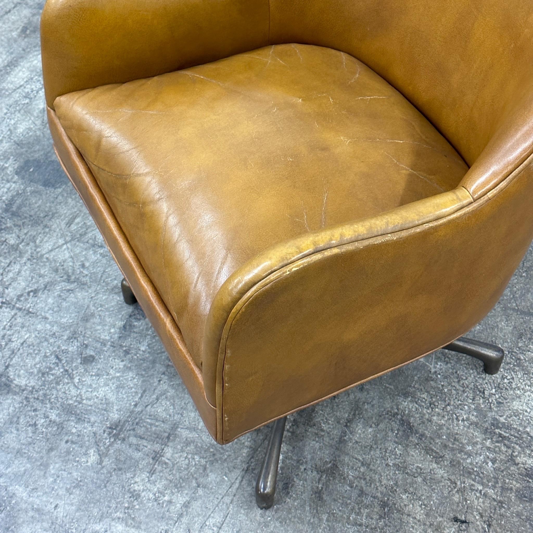 American Leather Swivel Chairs by Jens Risom for Marble Furniture For Sale