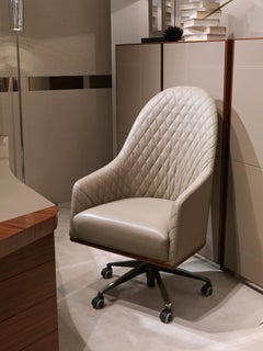 Fauteuil de bureau pivotant en cuir par Umberto Asnago pour Medea Mobiledia:: Italie