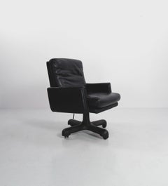 Leather Swivel Desk Chair, Italy, c.1980