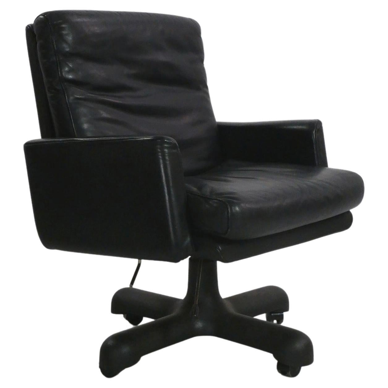 Leather Swivel Desk Chair, Italy, c.1980 For Sale