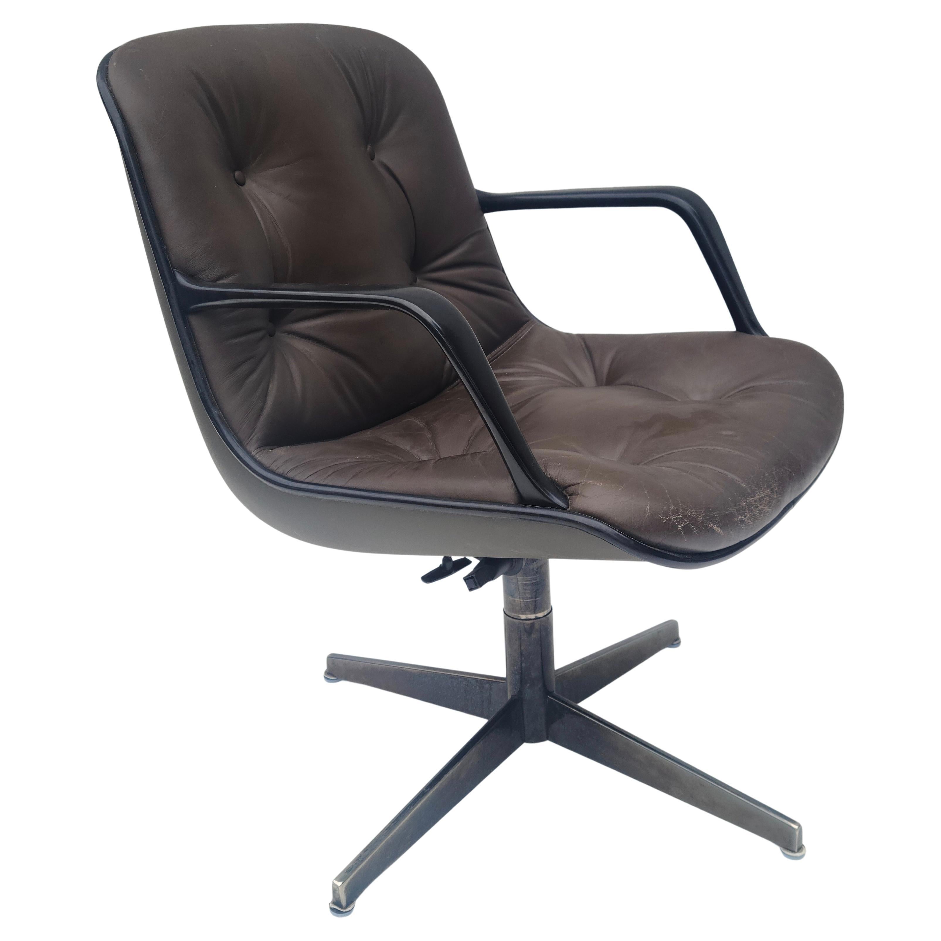 Leather Swivel Lounge Chair by Steelcase after Pollock Knoll 1
