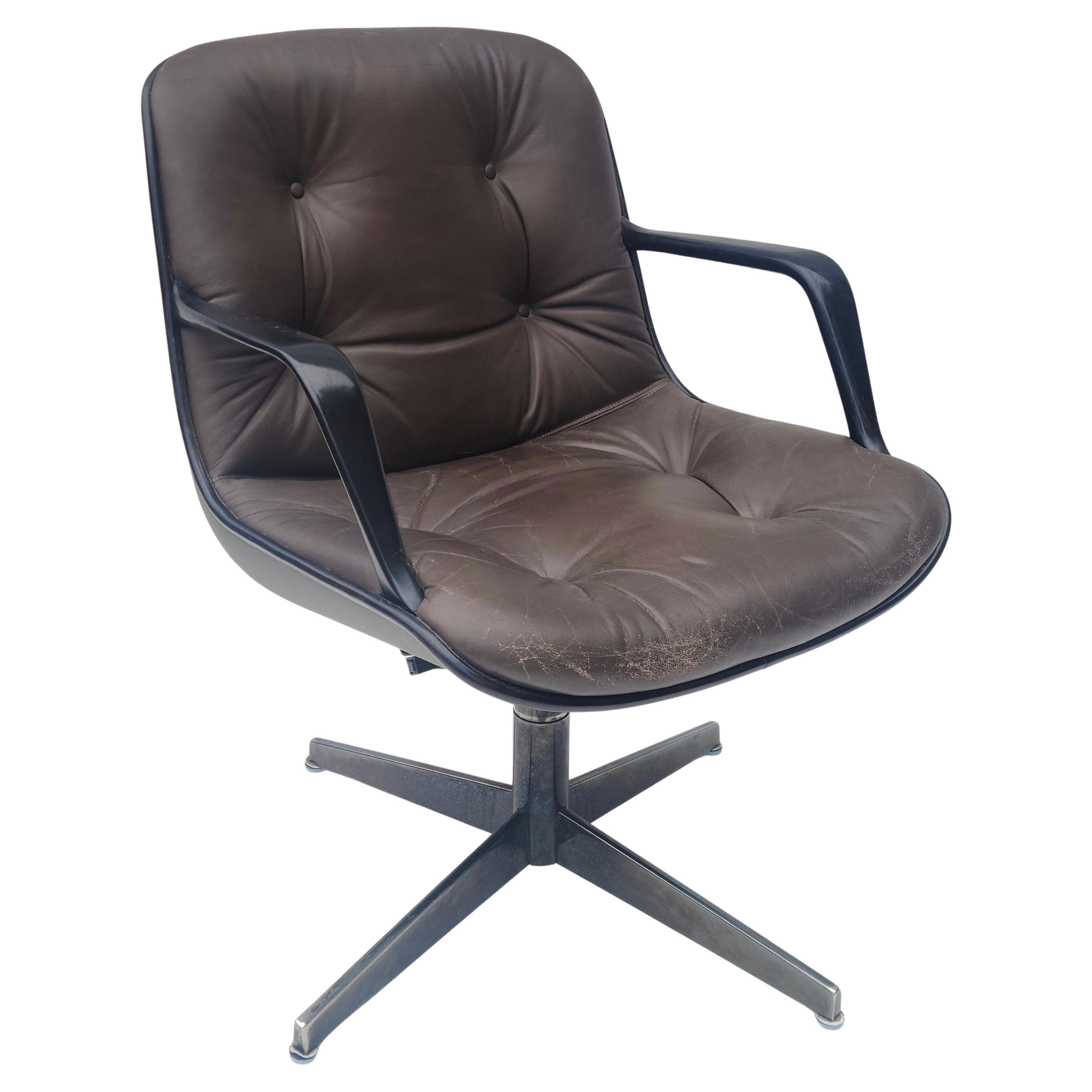 Leather Swivel Lounge Chair by Steelcase after Pollock Knoll 2