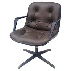 Retro Leather Swivel Lounge Chair by Steelcase after Pollock Knoll
