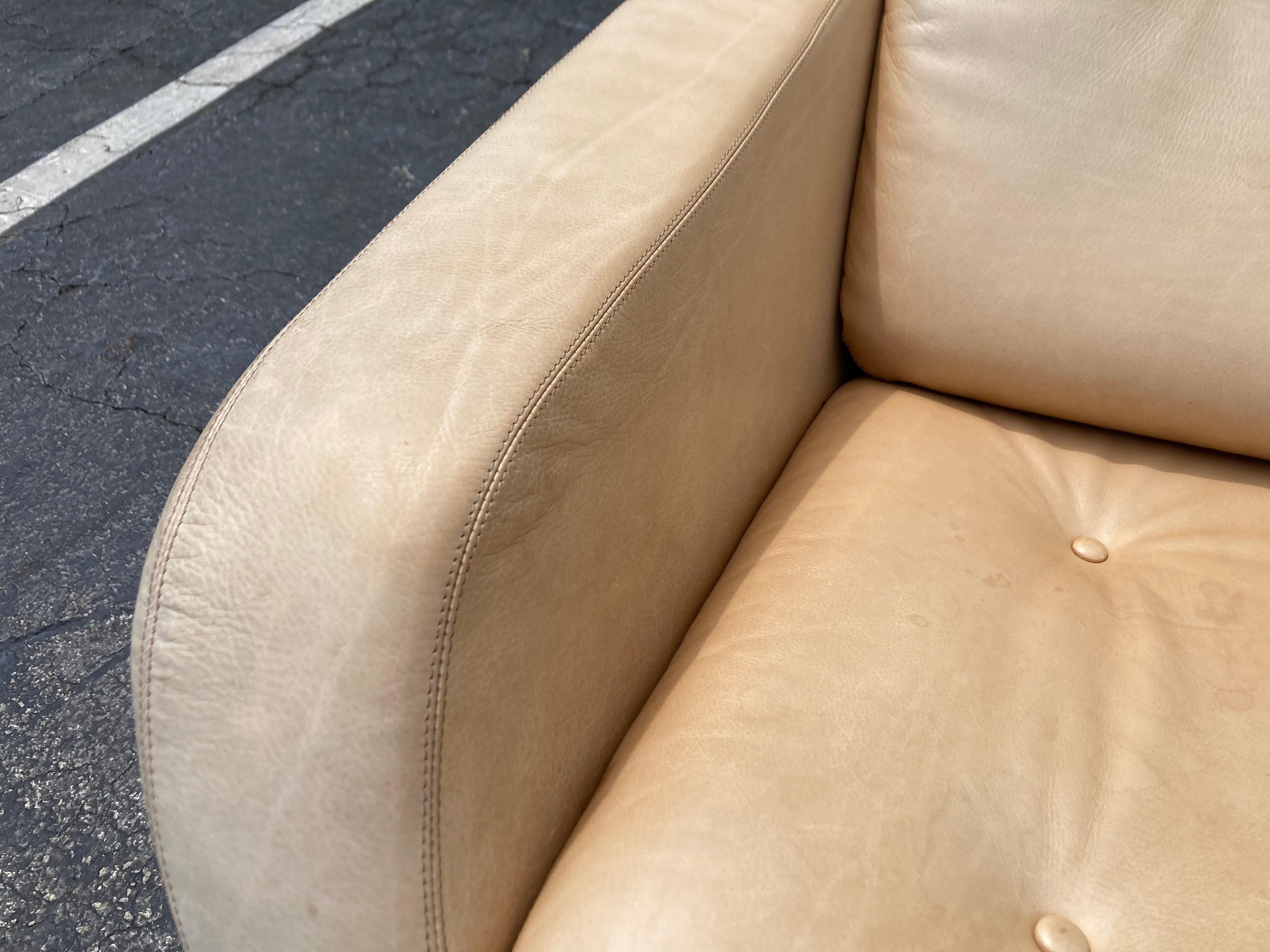Leather Swivel Lounge Chair, Mid Century Modern Style For Sale 2