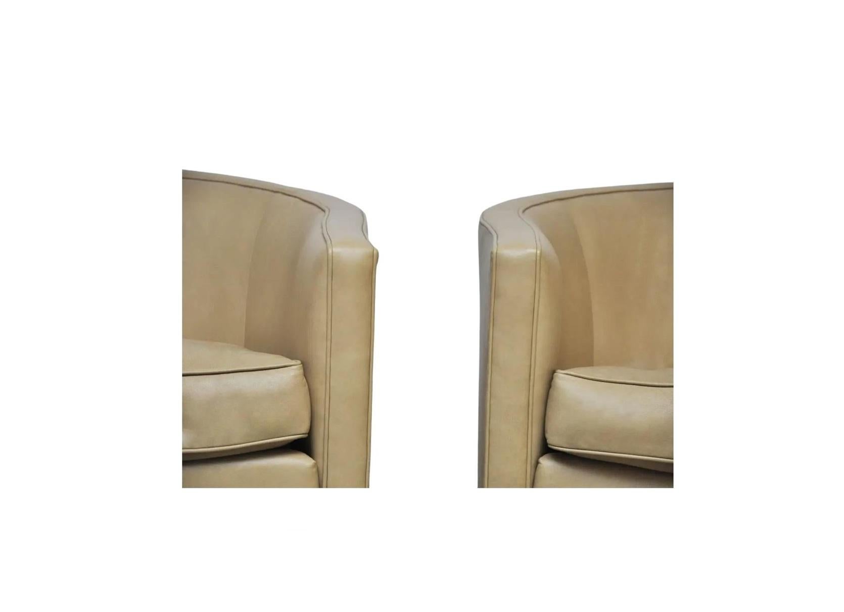 Mid-Century Modern Leather Swivel Lounge Chairs Designed by Edward Wormley for Dunbar For Sale