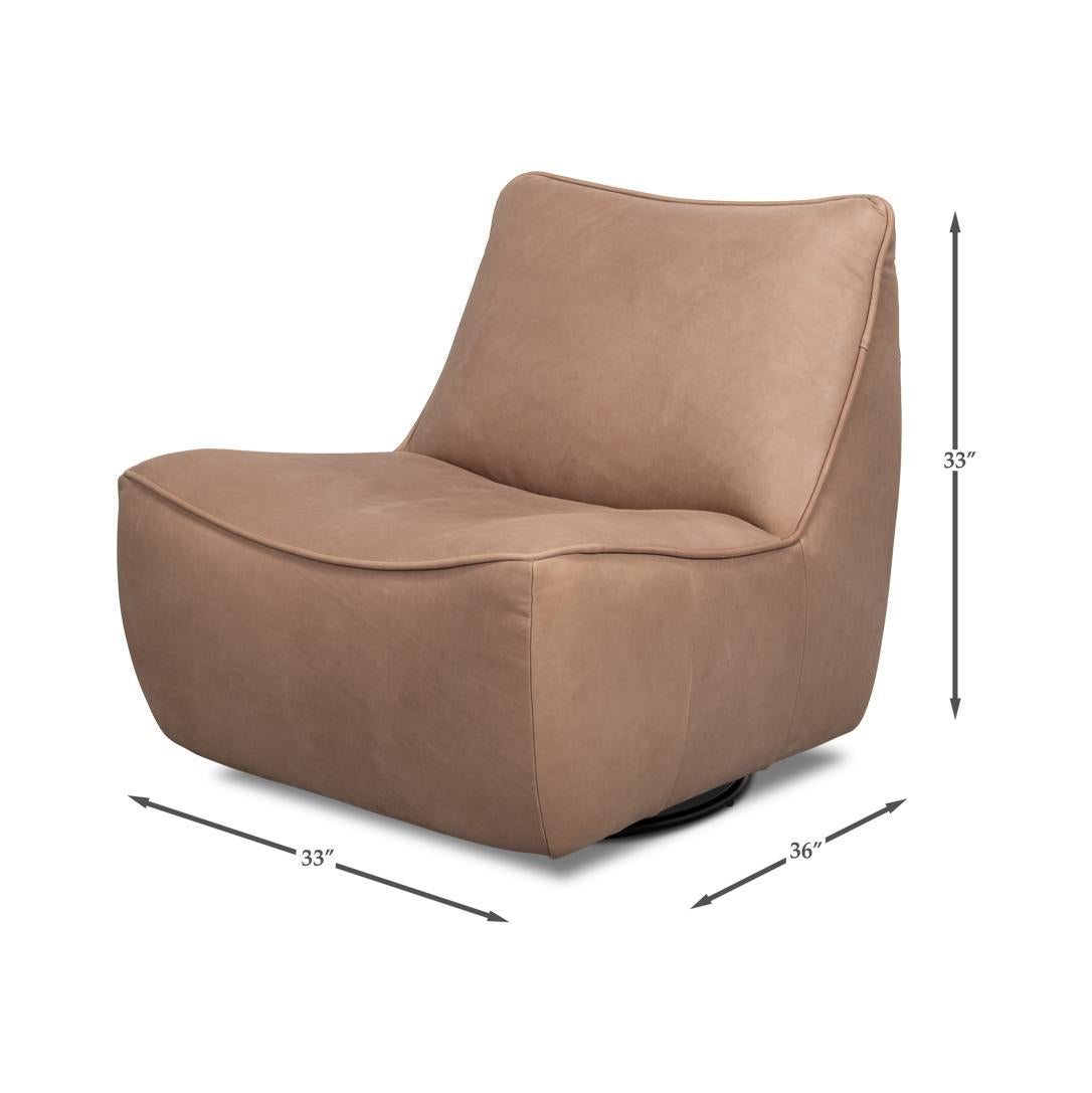 Fauteuil pivotant en cuir en vente 3