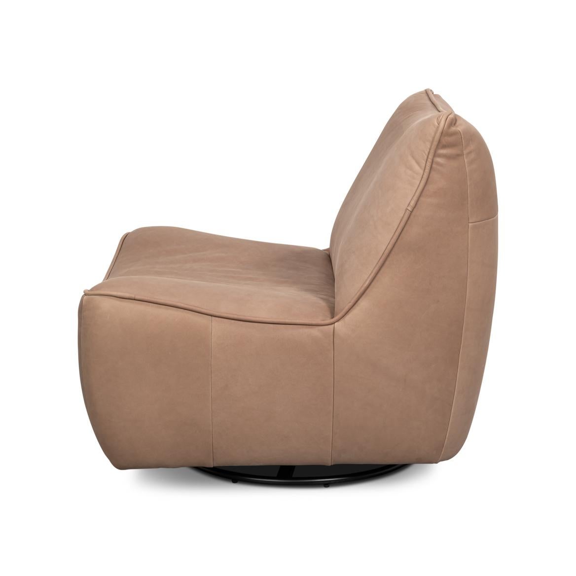 Minimaliste Fauteuil pivotant en cuir en vente